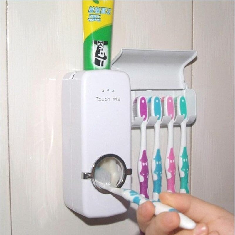Set of Toothpaste Dispenser and Toothbrush Holder